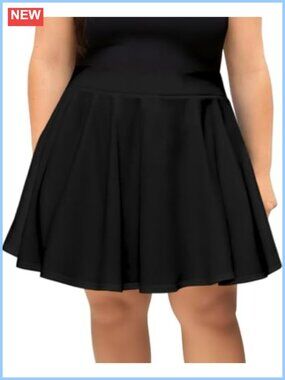 Plus Size Mini Skater Skirt High Waisted Flared Stretchy A-Line